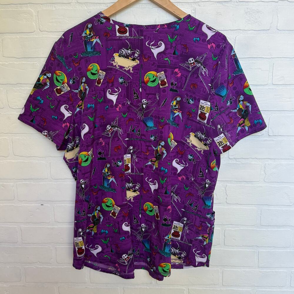 Disney Tim Burtons Nightmare Before Christmas Women's Scrub Top Sz XL - Picture 3 of 6